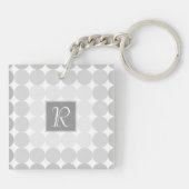 Porte-clés Monogramme Cercles Gris Moderne (Dos)