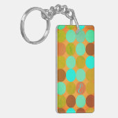 Porte-clés Monogramme Cercles Turquoise Bleu Vert & Orange (Devant gauche)