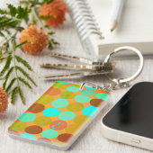 Porte-clés Monogramme Cercles Turquoise Bleu Vert & Orange (Devant droit)