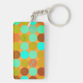 Porte-clés Monogramme Cercles Turquoise Bleu Vert & Orange (Dos)