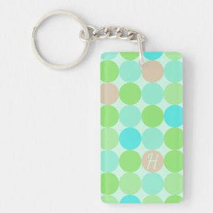 Porte-clés Monogramme Cercles Turquoise Bleu Vert & Orange