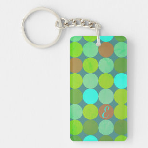 Porte-clés Monogramme Cercles Vert Citron Turquoise & Rouille