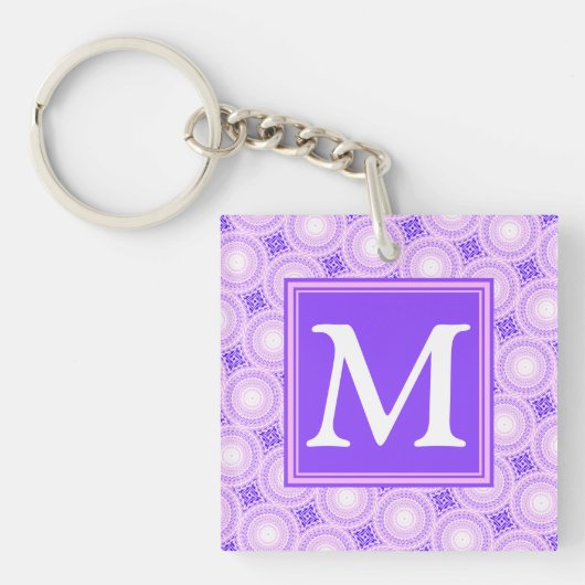 Porte-clés Monogramme cercles violets motif (Devant)