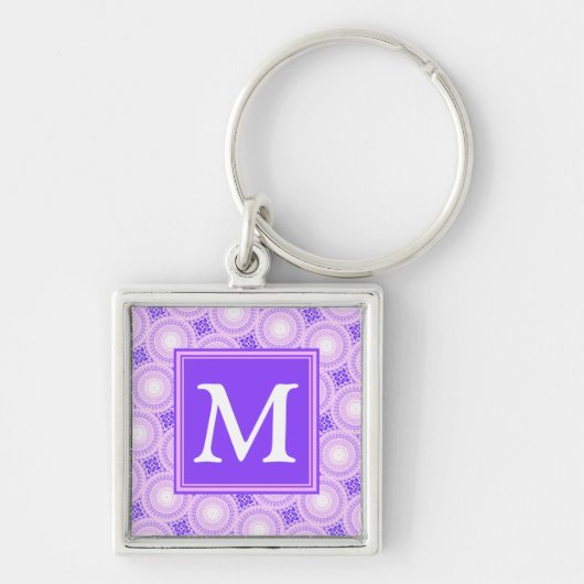 Porte-clés Monogramme cercles violets motif (Devant)