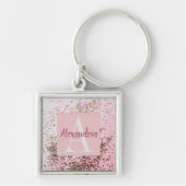 Porte-clés Monogramme Champagne Confetti Rose (Devant)