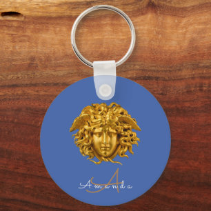 Porte-clés Monogramme Chic Couture or Medusa Masque Français 