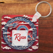 Porte-clés Monogramme chinois de nouvelle année Dragon coupé  (Verso)