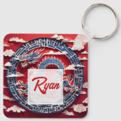 Porte-clés Monogramme chinois de nouvelle année Dragon coupé  (Dos)