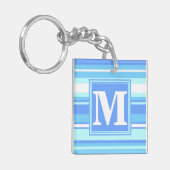 Porte-clés Monogramme ciel bandes bleues (Devant gauche)