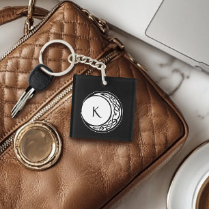 Porte-clés Monogramme circulaire de la lune de travail de noe