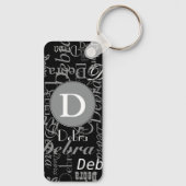 Porte-clés Monogramme circulaire noir et blanc personnalisé (Verso)