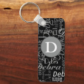 Porte-clés Monogramme circulaire noir et blanc personnalisé (Recto)