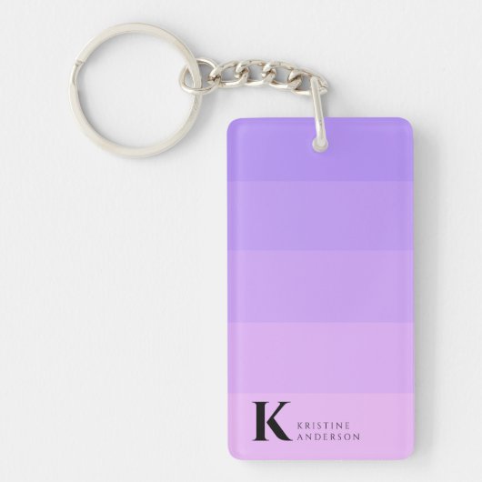 Porte-clés Monogramme Classique Fille Chic Violet Lilac Ombre (Devant)