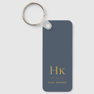 Porte-clés Monogramme classique moderne minimaliste marine et