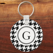 Porte-clés Monogramme classique noir et blanc de socle (Recto)