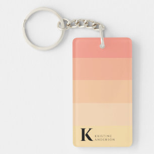 Porte-clés Monogramme Classique Ombre Peach Chic Girly