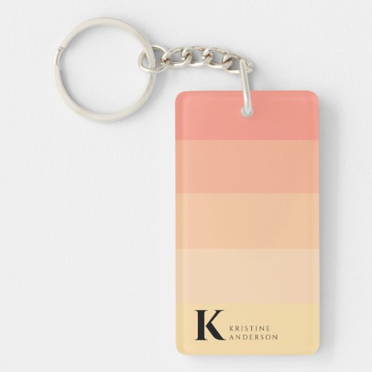 Porte-clés Monogramme Classique Ombre Peach Chic Girly (Devant)