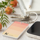 Porte-clés Monogramme Classique Ombre Peach Chic Girly (Devant droit)