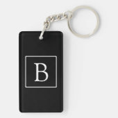 Porte-clés Monogramme Classique Simple | Noir avec Texte Blan (Dos)