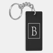 Porte-clés Monogramme classique simple | Texte noir et blanc (Devant gauche)