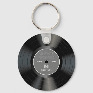 Porte-clés Monogramme classique vintage des années 80   Nom R