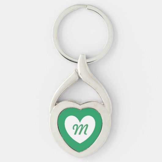 Porte-clés Monogramme Cœur blanc sur vert Kelly (Devant)