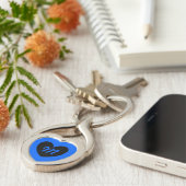 Porte-clés Monogramme Coeur noir sur bleu (Côté )