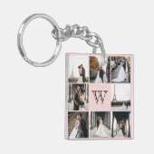Porte-clés Monogramme - Collage de photos rose pâle (Devant gauche)
