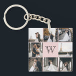 Porte-clés Monogramme - Collage de photos rose pâle<br><div class="desc">Obtenez ce porte - clé monogrammé avec 8 de vos photos préférées dessus. Il vous permet d'ajouter votre initiale. C'est parfait pour les photos mariages,  les photos de bébés et les photos de famille.</div>