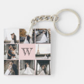 Porte-clés Monogramme - Collage de photos rose pâle (Dos)