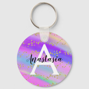 Porte-clés Monogramme coloré de la Parties scintillant d'or 