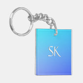 Porte-clés Monogramme combiné couleur bleu deux tons (Devant gauche)