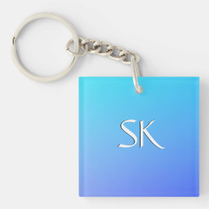 Porte-clés Monogramme combiné couleur bleu deux tons
