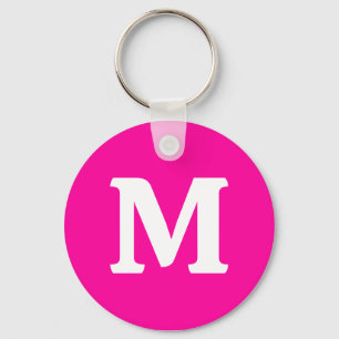 Porte-clés Monogramme couleur solide rose néon initial
