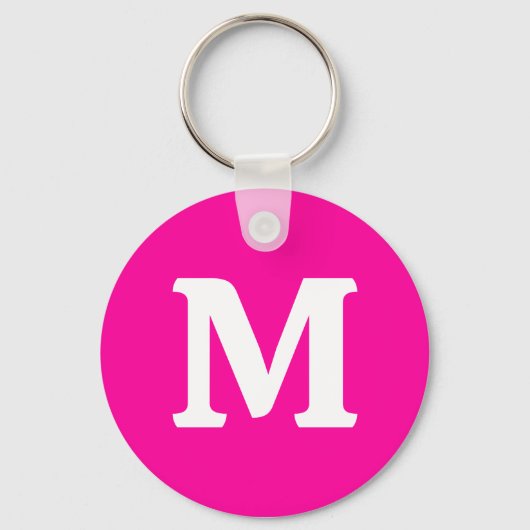 Porte-clés Monogramme couleur solide rose néon initial (Recto)
