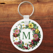 Porte-clés Monogramme Couronne Florale Vintage (Recto)