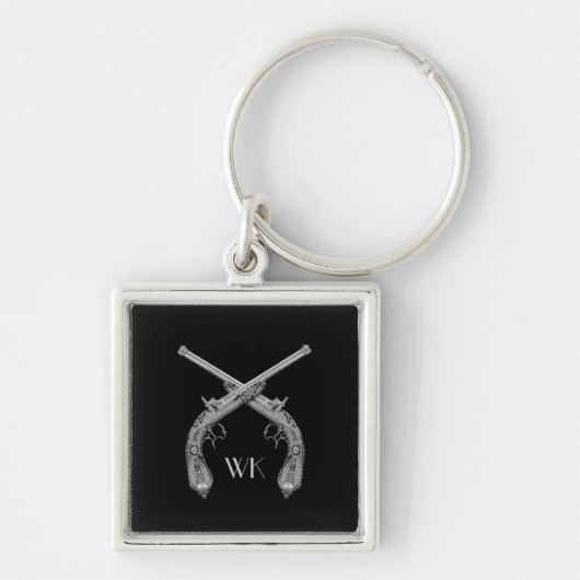 Porte-clés Monogramme Croisé Pistols Noir (Devant)