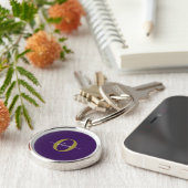 Porte-clés Monogramme customisé Nom du script Purple White Go (Côté)