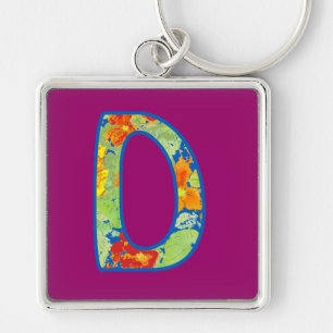 Porte-clés Monogramme D, Motif Floral Ditsy