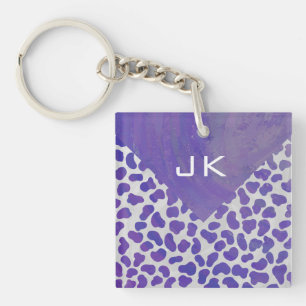 Porte-clés Monogramme Dalmatien violet et blanc