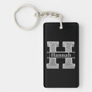 Porte-clés Monogramme d'argent initial H personnalisé Votre n