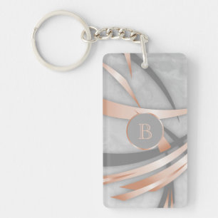 Porte-clés Monogramme d'art Abstrait en marbre d'or Rose