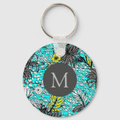 Porte-clés Monogramme d'Art Floral Exotique Abstrait (Verso)
