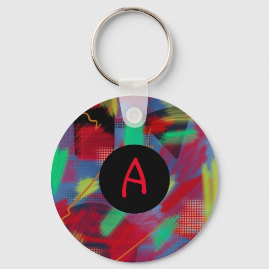 Porte-clés Monogramme d'Art numérique Abstrait clair et gai (Recto)
