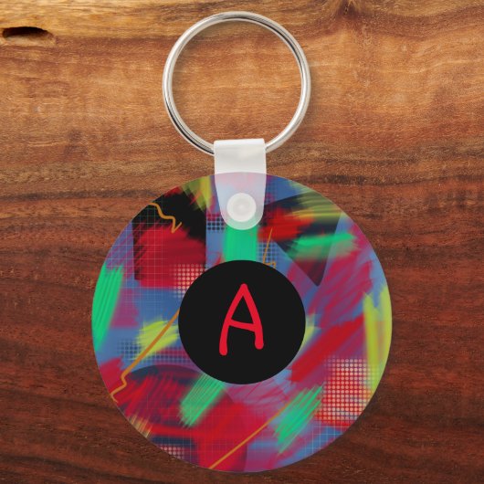 Porte-clés Monogramme d'Art numérique Abstrait clair et gai (Recto)