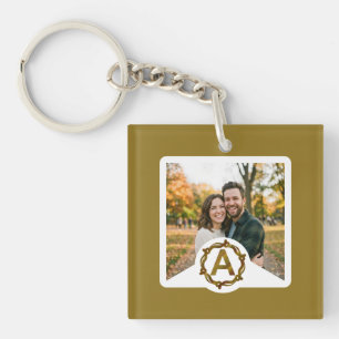 Porte-clés Monogramme d'Artisan Personnalisé A Cadre en Boi