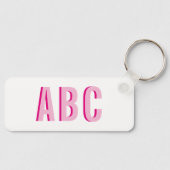 Porte-clés Monogramme de 3 lettres en rose empilée (Recto)