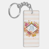 Porte-clés Monogramme de bouquet floral orange et rose (Devant gauche)