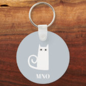 Porte-clés Monogramme de chat blanc amusant (Recto)
