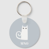 Porte-clés Monogramme de chat blanc amusant (Verso)
